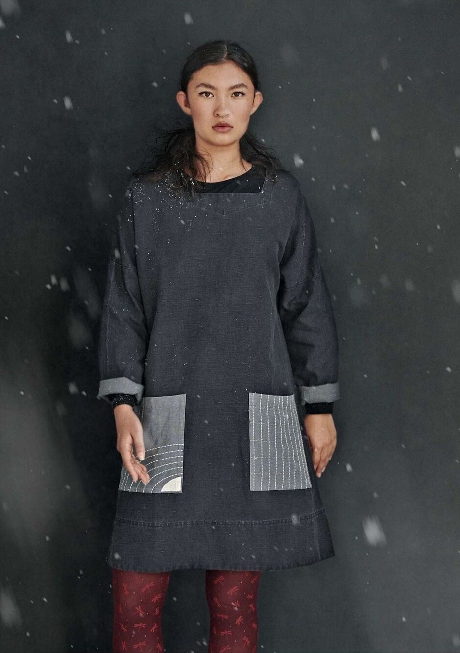 Gudrun Sjoden Holiday 2018 Linen Blend Patchwork Dress Size S